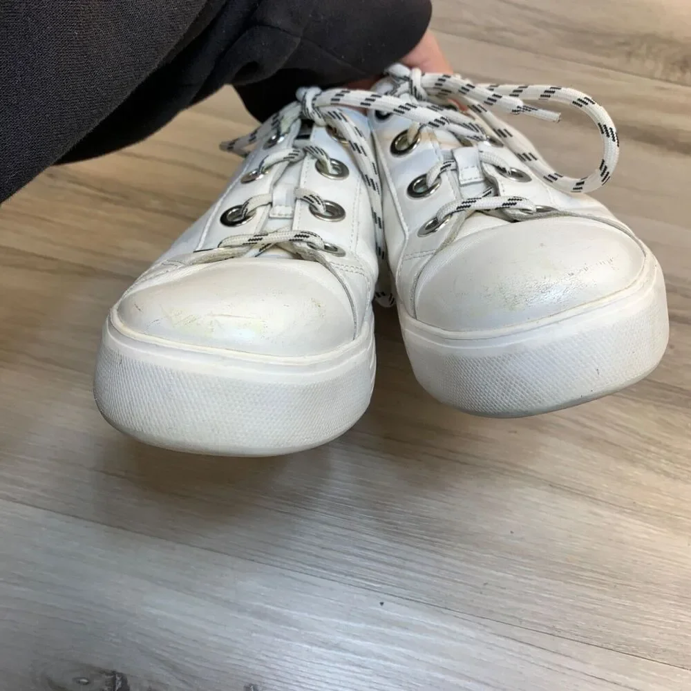 Earth‎ Womens 9 Rosewood Cedarwood Leather Low Tops Lace Up Sneakers White Shoes